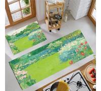 OFFSUM Ensemble De Tapis De Cuisine 2 Pièces Jardin De Dessins Animés Lot De 2 Tapis De Cuisine Lavables Et Antidérapants Décoration pour L'Entrée La Chambre Ou Le Bureau. 43X75Cm+43X120Cm