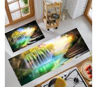 OFFSUM Ensemble De Tapis De Cuisine Grotte De La Cascade Lot De 2 Tapis De Cuisine Antidérapants Et Lavables Décoration pour Couloir Et Salle À Manger. 40X60Cm+40X120Cm