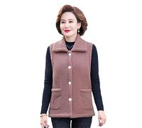OFFSUM Gilet Polaire Femme - Veste Légère sans Manches Chaude Automne Hiver Mode Simple Boutonnage avec Poche Grande Taille Vêtements Gilet Rouge 4XL