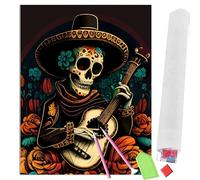OfFsum Kit complet de peinture diamant 5D à faire soi-même pour peinture à motif tête de mort de style mexicain, décoration murale, cadeaux de relaxation pour adultes, 40 x 50 cm