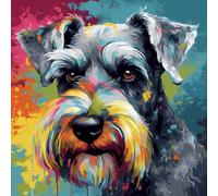 OfFsum Kit de peinture par numéros de schnauzer de chien coloré pour débutants et adultes - Décoration artistique peinte à la main par numéros - Cadeau créatif - Décoration d'intérieur - 40,6 x 50,8