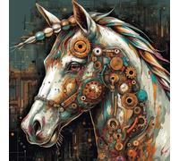 OfFsum Kit de peinture par numéros pour adultes et enfants débutants avec pinceaux et pigments acryliques Peinture sur toile Licorne Steampunk Cheval 01 1 40,6 x 50,8 cm Jouet peint à la main Cadeaux