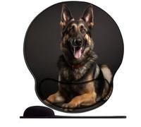 OfFsum Tapis de souris avec repose-poignet - Chien berger allemand avec drapeau américain - Tapis de souris ergonomique et mignon en gel de silicone confortable pour ordinateur, maison, bureau,