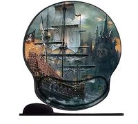OfFsum Tapis De Souris avec Repose Poignet en Gel Bateau Pirate Ergonomique Confort avec Repose-Poignet Gaming Mouse Pad pour Ordinateur et Ordinateur Portable