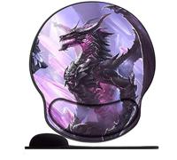 OfFsum Tapis de Souris Ergonomique avec Repose-Poignet en Gel et Tissu Lycra,Dragon Violet pour Ordinateur, Ordinateur Portable, PC, Maison, Bureau et Voyage