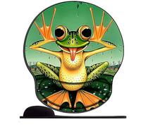 OfFsum Tapis de Souris Ergonomique avec Repose-Poignet en Gel et Tissu Lycra,Grenouille Heureuse pour Ordinateur, Ordinateur Portable, PC, Maison, Bureau et Voyage