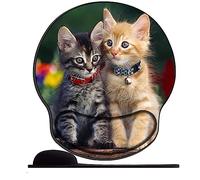 OfFsum Tapis de Souris Ergonomique avec Repose-Poignet en Gel - Soulage la Douleur-Deux Chats Base en Caoutchouc antidérapant-Convient pour Ordinateur,Bureau,Maison