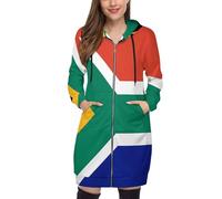 OFFSUM Veste À Capuche Pour Femme - Afrique Du Sud Drapeau National Cardigan De Sport Coupe-Vent Pour L'Automne Et L'Hiver, Manteau Décontracté D'Extérieur À La Mode Avec Sweat À Capuche Et P
