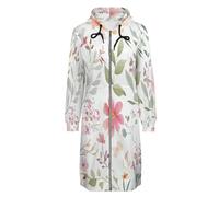 OFFSUM Veste À Capuche Pour Femme - Fleurs Et Feuilles Cardigan D'Extérieur Décontracté Avec Poche Zippée, Manteau Long, Automne-Hiver, Streetwear, Mode, Vêtements Chauds 5Xl