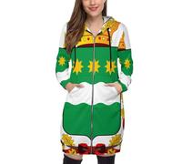 OFFSUM Veste À Capuche Pour Femme - Oblast D'Amour Drapeau National Veste De Sport Coupe-Vent D'Hiver, Manteau D'Entraînement En Plein Air Avec Poche Zippée, Vêtements D'Extérieur, Cardigans