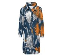 OFFSUM Veste À Capuche Pour Femme - Plantes Abstraites Sweat-Shirt Long À Capuche, Cardigan Doux, Automne-Hiver, Chaud, Fermeture Éclair, Vêtements D'Extérieur, Grande Taille 3Xl