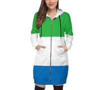 OFFSUM Veste À Capuche Pour Femme - Sierra Leone Drapeau Nationalmanteau Grande Taille Automne-Hiver, Sweat À Capuche, Cardigan, Mode Streetwear, Vêtements De Randonnée Coupe-Vent En Plein Air4