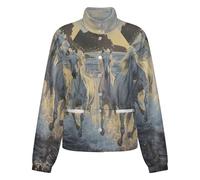 OFFSUM Veste Polaire Pour Femme - Cheval Au Galop Gilet Long Décontracté D'Extérieur Avec Poche, Idéal Pour L'Automne Et L'Hiver, Style Streetwear, Vêtements Chauds Xl