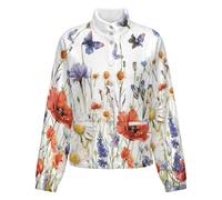 OFFSUM Veste Polaire Pour Femme - Fleurs Et Papillons Veste Décontractée À Poches, Cardigan Chaud D'Automne Et D'Hiver Pour Les Activités De Plein Air, Haut Doux Et Confortable L