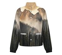 OFFSUM Veste Polaire Pour Femme - Forêt De Montagne Veste Décontractée À Poches, Cardigan Chaud D'Automne Et D'Hiver Pour Les Activités De Plein Air, Haut Doux Et Confortable 3Xl