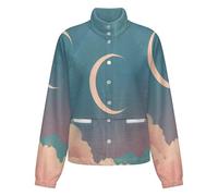 OFFSUM Veste Polaire Pour Femme - Paysage Lunaire Veste D'Hiver Coupe-Vent Pour Le Sport En Extérieur, Manteau Avec Poche, Cardigan Tendance. 3Xl