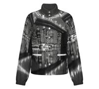 OFFSUM Veste Polaire Pour Femme - Paysage Urbain Gilet Long Décontracté D'Extérieur Avec Poche, Idéal Pour L'Automne Et L'Hiver, Style Streetwear, Vêtements Chauds S