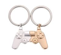 Ofggd 2 pièces/ensemble Cadeaux de Saint-Valentin Porte-clés pour couples Manette de jeu Cadeaux amusants assortis pour petit ami mari cadeaux jeu pour ami cadeau de fête pour homme, Golden Silver