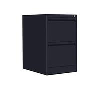 OFITURIA ® Archivador Metálico Organizativo De Oficina Negro Con 2 Cajones Para Carpetas DIN A4 Y Folio, Documentos Con Llave, 62 X 46 X 72