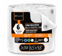 OFITURIA Bâche multiusage imperméable 2 x 3 m Blanc, Lot de 1 pièce, idéale pour Couvrir et protéger Meubles et Objets au Jardin, en Camping et sur Chantier (2x3m, 1 pièce)