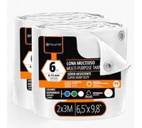 OFITURIA Bâche multiusage imperméable 2 x 3 m Blanc, Lot de 2 pièces, idéale pour Couvrir et protéger Meubles et Objets au Jardin, en Camping et sur Chantier (2x3m, 2 pièces)