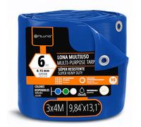 OFITURIA Bâche multiusage imperméable 3 x 4 m Bleu, Lot de 1 pièce, idéale pour Couvrir et protéger Meubles et Objets au Jardin, en Camping et sur Chantier (3x4m, 1 pièce)