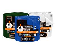 OFITURIA Bâche multiusage imperméable 3 x 4 m Mix 3 Couleurs, Lot de 3 pièces, idéale pour protéger Meubles et Objets au Jardin, en Camping et sur Chantier (3x4m, 3 pièces)