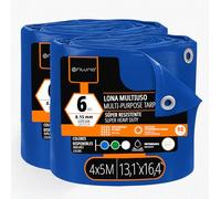 OFITURIA Bâche multiusage imperméable 4 x 5 m Bleu, Lot de 2 pièces, idéale pour Couvrir Meubles, sols et Objets au Jardin, en Camping et sur Chantier (4x5m, 2 pièces)