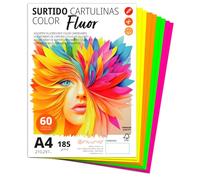Ofituria Cartons Colorés A4 pour Loisirs Créatifs, Éducation, Maison, Art ou Bureau - Feuilles Colorées Tons Fluor (50 Feuilles, Assortiment Fluor)