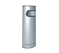 OFITURIA Cenicero Papelera de Pie y Pared para Exterior Metálico 18 litros Color Plata Recoge Colillas en Negro