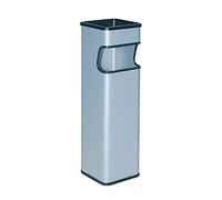 OFITURIA Cenicero Papelera de Pie y Pared para Exterior Metálico 24 litros Color Plata Recoge Colillas Extraíble en Negro