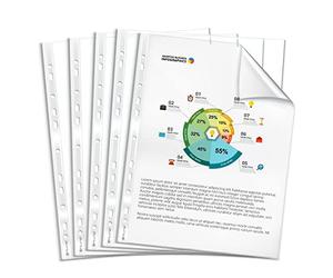 OFITURIA COM0067 Pack 4 - Fundas Perforadas Multitaladro Para Folios, 100 Unidades, Fabricadas En Polipropileno (80 MICRAS) Piel de Naranja