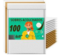OFITURIA Enveloppes à bulles mix 150x220 mm polyéthylène, kraft et blanc, enveloppes d’expédition autoadhésives, emballages matelassés résistants pour bureau, ecommerce et expéditions (100 pcs)