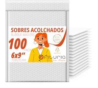 OFITURIA Enveloppes matelassées à bulles 150x220 mm, polyéthylène blanc, enveloppes d’expédition avec fermeture adhésive forte, résistantes à l’eau, idéales pour ecommerce et bureau (100 pcs)