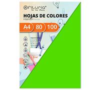 Papier A4, Ramette de papier A4, Feuilles A4 pour l'Artisanat, Paquet 100 Feuilles de Carton de Couleurs 80g, Carton de Couleurs pour l'Art et la Créativité - Ofituria (Vert forte)