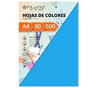 OFITURIA FAB-15652 Pack 500 Hojas Color Azul Turquesa Tamaño A4 80g