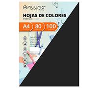 Papier A4, Ramette de papier A4, Feuilles A4 pour l'Artisanat, Paquet 100 Feuilles de Carton de Couleurs 80g, Carton de Couleurs pour l'Art et la Créativité - Ofituria (Noir)