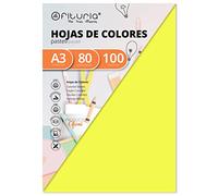 OFITURIA FAB-17904 Pack 100 Hojas Color Amarillo Tamaño A3 80g