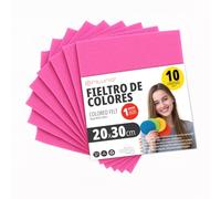 OFITURIA Feutrine de Couleurs pour Loisirs Créatifs, Couture, Patchwork, Artisanat, DIY et Décoration 20x30cm (Fuchsia, 10 pcs)