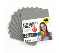OFITURIA Feutrine de Couleurs pour Loisirs Créatifs, Couture, Patchwork, Artisanat, DIY et Décoration 20x30cm (Gris, 40 pcs)