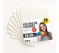 OFITURIA Feutrine de Couleurs pour Loisirs Créatifs, Couture, Patchwork, Artisanat, DIY et Décoration 20x30cm (Blanc, 20 pcs)