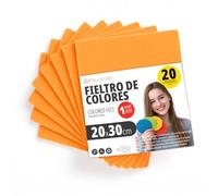 OFITURIA Feutrine de Couleurs pour Loisirs Créatifs, Couture, Patchwork, Artisanat, DIY et Décoration 20x30cm (Orange, 20 pcs)
