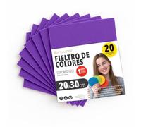 OFITURIA Feutrine de Couleurs pour Loisirs Créatifs, Couture, Patchwork, Artisanat, DIY et Décoration 20x30cm (Violet, 20 pcs)