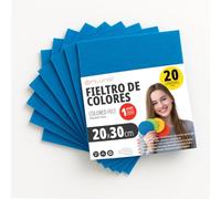 OFITURIA Feutrine de Couleurs pour Loisirs Créatifs, Couture, Patchwork, Artisanat, DIY et Décoration 20x30cm (Bleu, 20 pcs)