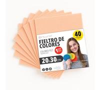 OFITURIA Feutrine de Couleurs pour Loisirs Créatifs, Couture, Patchwork, Artisanat, DIY et Décoration 20x30cm (Pêche, 40 pcs)