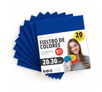 OFITURIA Feutrine de Couleurs pour Loisirs Créatifs, Couture, Patchwork, Artisanat, DIY et Décoration 20x30cm (Bleu Foncé, 20 pcs)