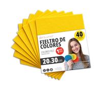 OFITURIA Feutrine de Couleurs pour Loisirs Créatifs, Couture, Patchwork, Artisanat, DIY et Décoration 20x30cm (Jaune, 40 pcs)
