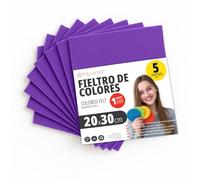 OFITURIA Feutrine de Couleurs pour Loisirs Créatifs, Couture, Patchwork, Artisanat, DIY et Décoration 20x30cm (Violet, 5 pcs)