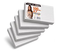 OFITURIA Flashcards A7 Blanches Lignées 100, Fiches Bristol