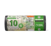 Ofituria Lot de 10 sacs poubelle 120 l résistants Matériau 100% recyclé et recyclable, anti-fuite, avec fermeture automatique, convient à tous les types de déchets, 85 x 105 cm